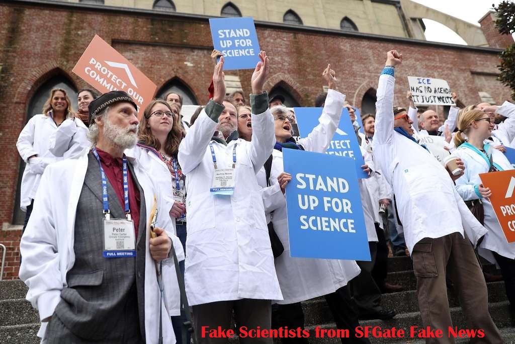 Fake news photo in SFGate shows fake scientists in lab coats