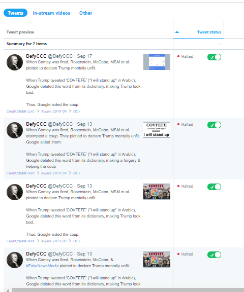 COVFEFE recursive censorship on Twitter