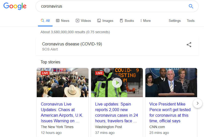 Screenshot of Google Search