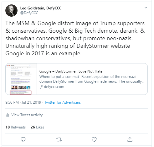 TWTR halted criticism of MSM and Google